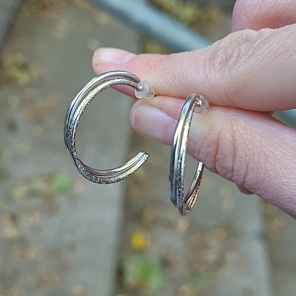 2 for $14! Silver Hoop Earrings NWOT